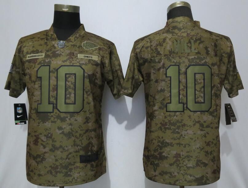 Women Kansas City Chiefs #10 Hill Nike Camo Salute to Service Limited NFL Jerseys